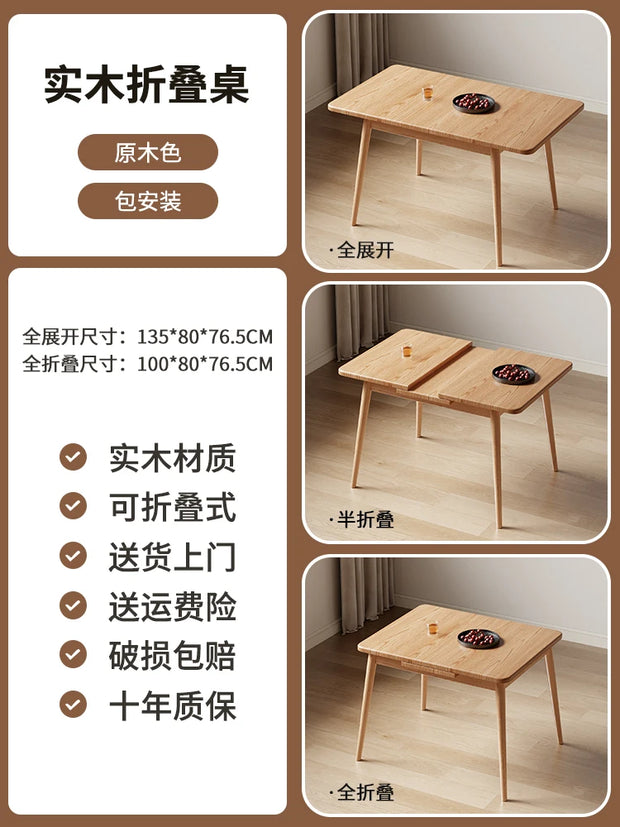 Luxury Minimalist Folding Dining Table – European Style Portable Mesa Dobrável for Kitchen