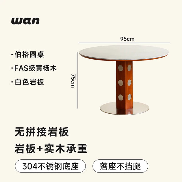 Living Luxury Vintage Wood Round Dining Table – Minimalist Balcony & Breakfast Set