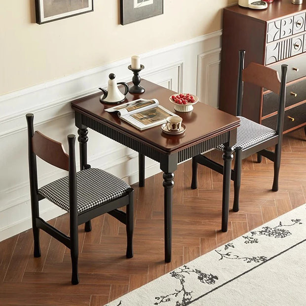 Mid Century Dark Foldable Dining Table – French Chic Vintage with Unique Tall Legs