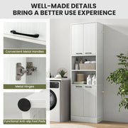 GOFLAME Kitchen Pantry Cabinet 190cm Tall Freestanding Cupboard w/Doors