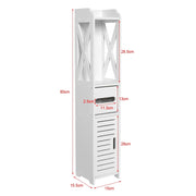 80x15.5x15CM Bathroom Toilet Furniture Cabinet White Wood Cupboard Shelf Tissue Storage Rack
