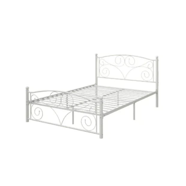 Queen Size Unique Flower Sturdy System Metal Bed Frame With board And Footboard