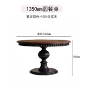 Middle Ancient Style French Retro Pure Solid Wood Round Dining Table American Round Furniture Mesa Comedor Extensible Restaurant
