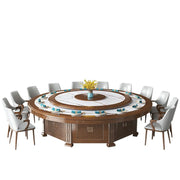 20-Seater Electric Large Round Hotel Dining Table – Solid Wood Commercial Banquet Table
