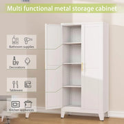 Metal Pantry Cabinet, Kitchen Pantry Storage Cabinets with 2 Door and 3 Adjustable Shelves, White Kitchen Pantry Cabinet