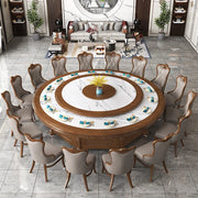 20-Seater Electric Large Round Hotel Dining Table – Solid Wood Commercial Banquet Table