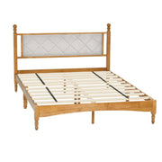 Wood Bed Frame with Fabric Upholstered Headboard – Stylish & Sturdy Platform