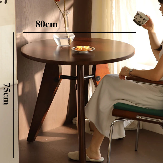 Solid Wood Round Dining Table – Modern Nordic Movable Tables for Living & Dining Rooms