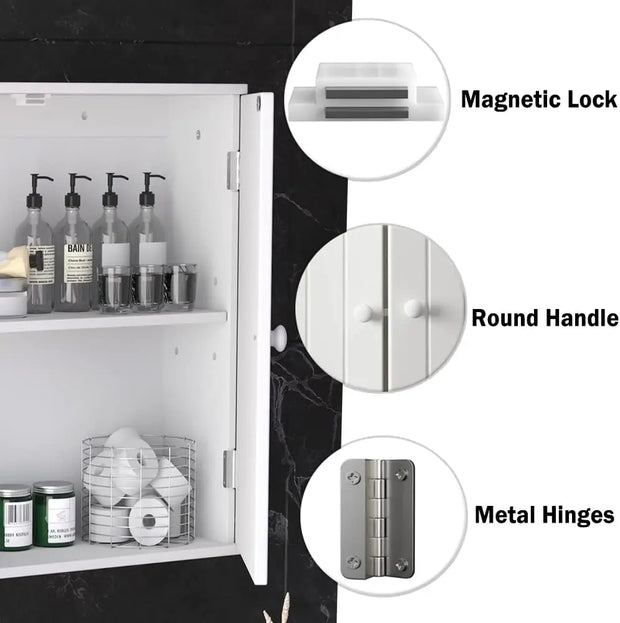 EFAN Storage Cabinet, Freestanding/Wall Mounted Bathroom Unit with Adjustable Shelf, Multi-purpose Waterproof Cupboard Furniture