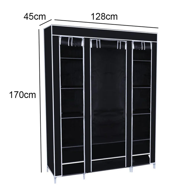 Canvas Wardrobe Clothes Closet Organizer Portable Storage Cupboard for Bedroom  128*45*170cm Fabric Closet