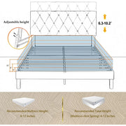 Queen Size Bed Frame, Velvet Upholstered Platform with Headboard, Easy Assembly, No Box Spring Needed, Non-Slip and Noise-Free w