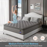 10"12"14"Twin Full Queen King Size Mattress in a Box Hybrid Spring Memory Foam,Euro Top Mattresses Medium Firm for Motion Isolat