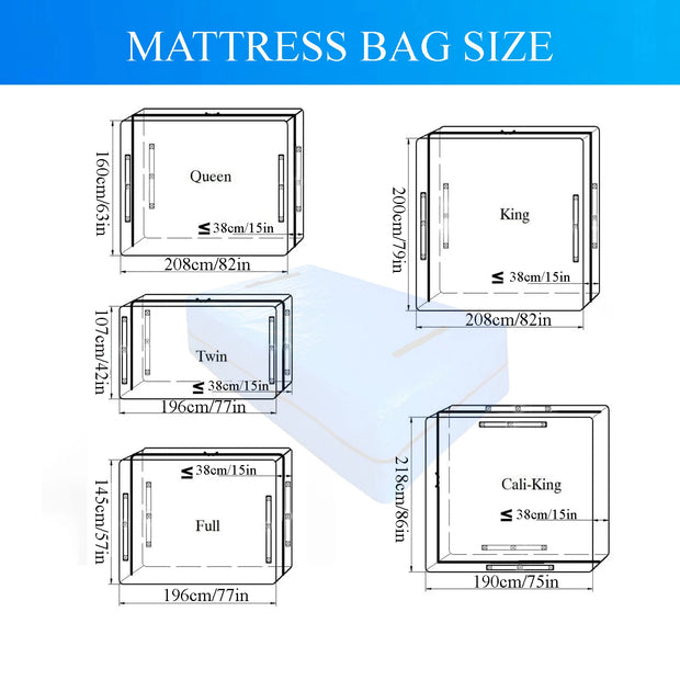 Mattress Bag for Moving and Storage,Heavy Duty Tarp Reusable Mattress Storage Bag,Easy Carrier Mattress Moving Cover