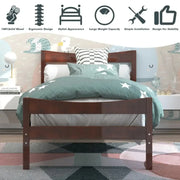 Twin Size Rustic Platform Bed Frame with Headboard & Footboard – Sturdy Wooden Design