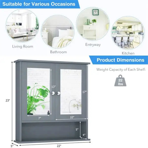 Gray Bathroom Cabinet with Mirror Furniture for Your Modern Bathroom Decor