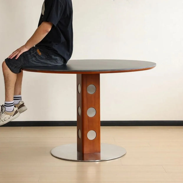 Living Luxury Vintage Wood Round Dining Table – Minimalist Balcony & Breakfast Set