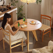 Solid Wood Round Dining Table – Modern Nordic Movable Tables for Living & Dining Rooms