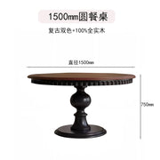 Middle Ancient Style French Retro Solid Wood Round Dining Table – Extendable American Mesa Comedor