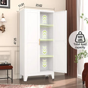 Metal Pantry Cabinet, Kitchen Pantry Storage Cabinets with 2 Door and 3 Adjustable Shelves, White Kitchen Pantry Cabinet