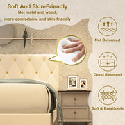 Queen Size Bed Frame, Velvet Upholstered Platform with Headboard, Easy Assembly, No Box Spring Needed, Non-Slip and Noise-Free w