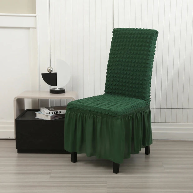 High Quality Seersucker Chair Cover For Dining Room Banquet Chair Slipcover Stretch Chair Skirt Elastic Wedding Chair Decoration