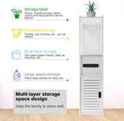 DayPlus Bathroom Waterproof Cabinet w/Paper Drawer,Tall Toilet Storage Cupboard,White Organizer Shelves,Free-standing Storage