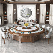 20-Seater Electric Large Round Hotel Dining Table – Solid Wood Commercial Banquet Table