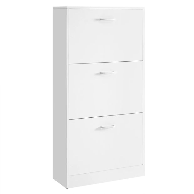 VASAGLE 3-Tier Wooden Shoe Cabinet, Storage Cupboard With 3 Flip Doors, Perfect for Narrow Hallway, Living Room, Bedroom