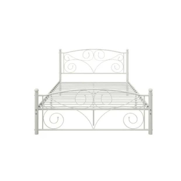 Queen Size Unique Flower Sturdy System Metal Bed Frame With board And Footboard