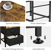 Side Table Bedside Table with 2 Fabric Storage Drawers – Nightstand for Bedroom, Living Room & Dorm