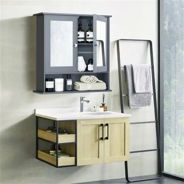 Gray Bathroom Cabinet with Mirror Furniture for Your Modern Bathroom Decor