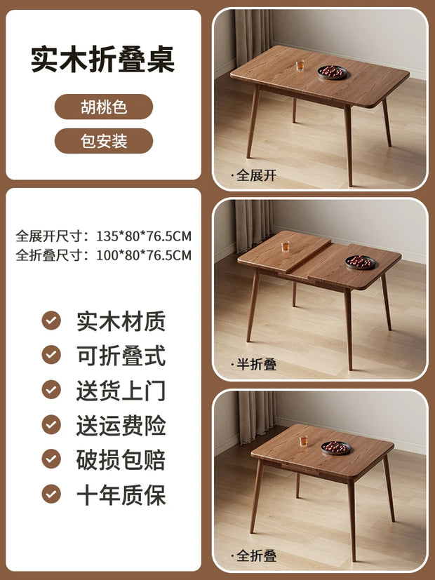 Luxury Minimalist Folding Dining Table – European Style Portable Mesa Dobrável for Kitchen