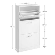 VASAGLE 3-Tier Wooden Shoe Cabinet, Storage Cupboard With 3 Flip Doors, Perfect for Narrow Hallway, Living Room, Bedroom