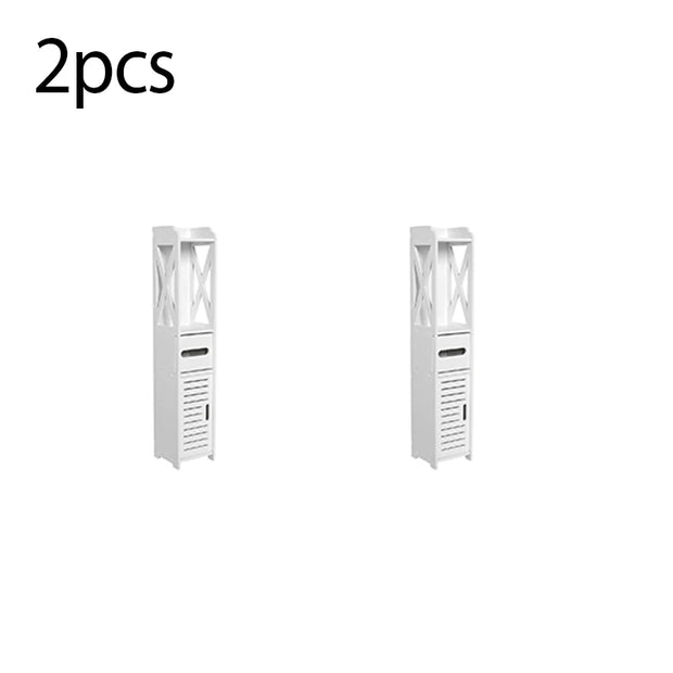 80x15.5x15CM Bathroom Toilet Furniture Cabinet White Wood Cupboard Shelf Tissue Storage Rack
