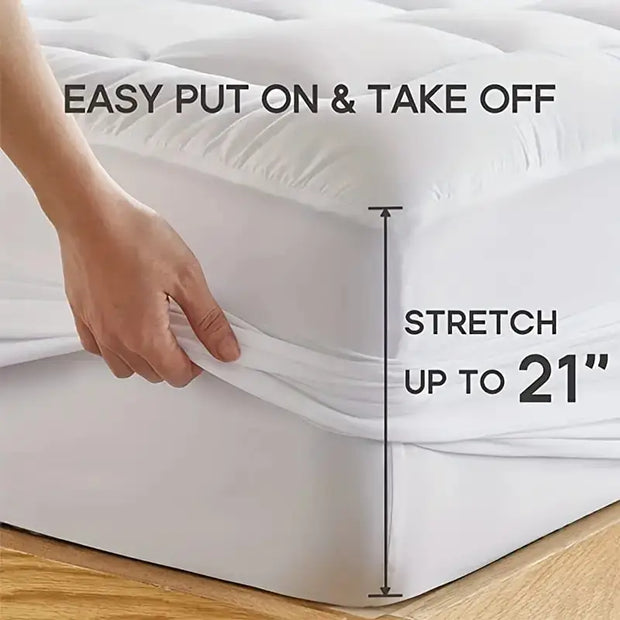 Cooling Mattress Pad Quilted Fitted Mattress Cover Mattress Topper Breathable Mattress Protector with 8-21 Inch Deep Pocket