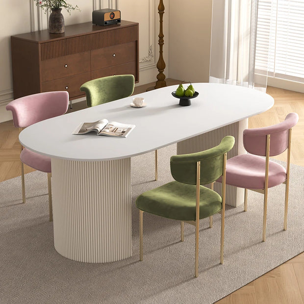 Oval Modern Dining Table Kitchen Unique Nordic Italian Salon Dining Table Luxury White Design Mesas De Jantar Home Furniture