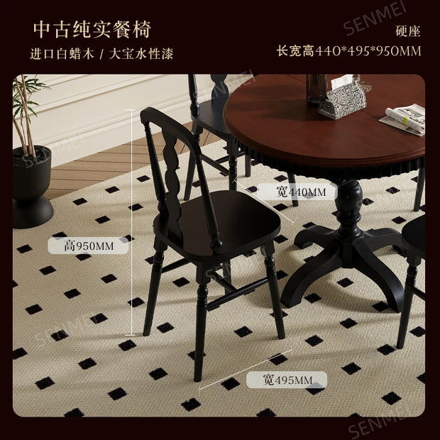 Middle Ancient Style French Retro Pure Solid Wood Round Dining Table American Round Furniture Mesa Comedor Extensible Restaurant