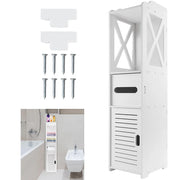 Bathroom Floor Cabinet Free Standing slim bathroom cabinet with Paper Towel Drawer & Cupboard Storage Organizer Home Furniture
