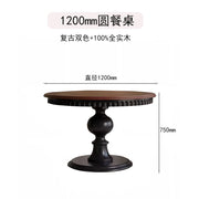 Middle Ancient Style French Retro Solid Wood Round Dining Table – Extendable American Mesa Comedor