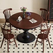 Middle Ancient Style French Retro Solid Wood Round Dining Table – Extendable American Mesa Comedor