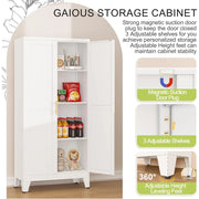 Metal Pantry Cabinet, Kitchen Pantry Storage Cabinets with 2 Door and 3 Adjustable Shelves, White Kitchen Pantry Cabinet