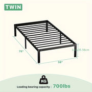 Metal Bed Frame Support Sturdy Platform Mattress Foundation with Under Storage Space No Box Spring Needed Black Full Queen King Twin Size
